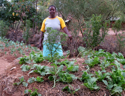 Ndoye with her keyhole garden
